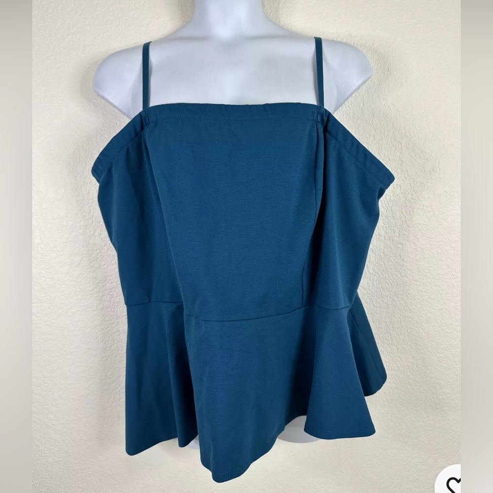 Lane Bryant Women Plus Size 22/24 Dark Teal Peplum Tube Top Removable Straps EUC - Picture 2 of 7